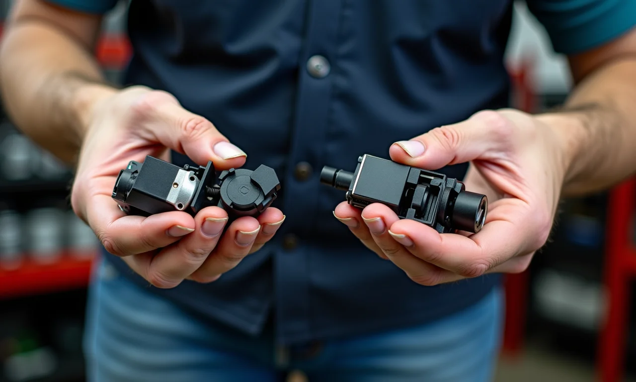 Diversos tipos de travas elétricas com defeito sendo comparadas.