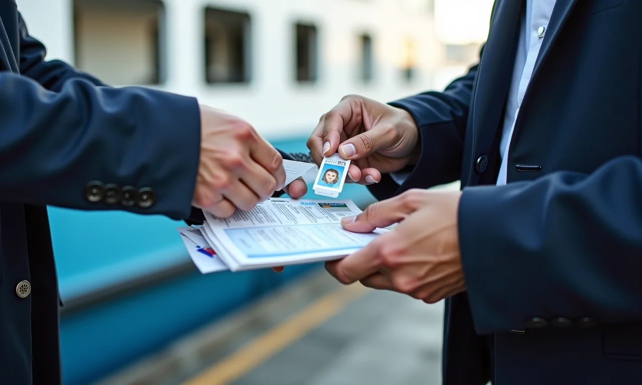 Documentação do veículo e identificação para embarque na balsa.