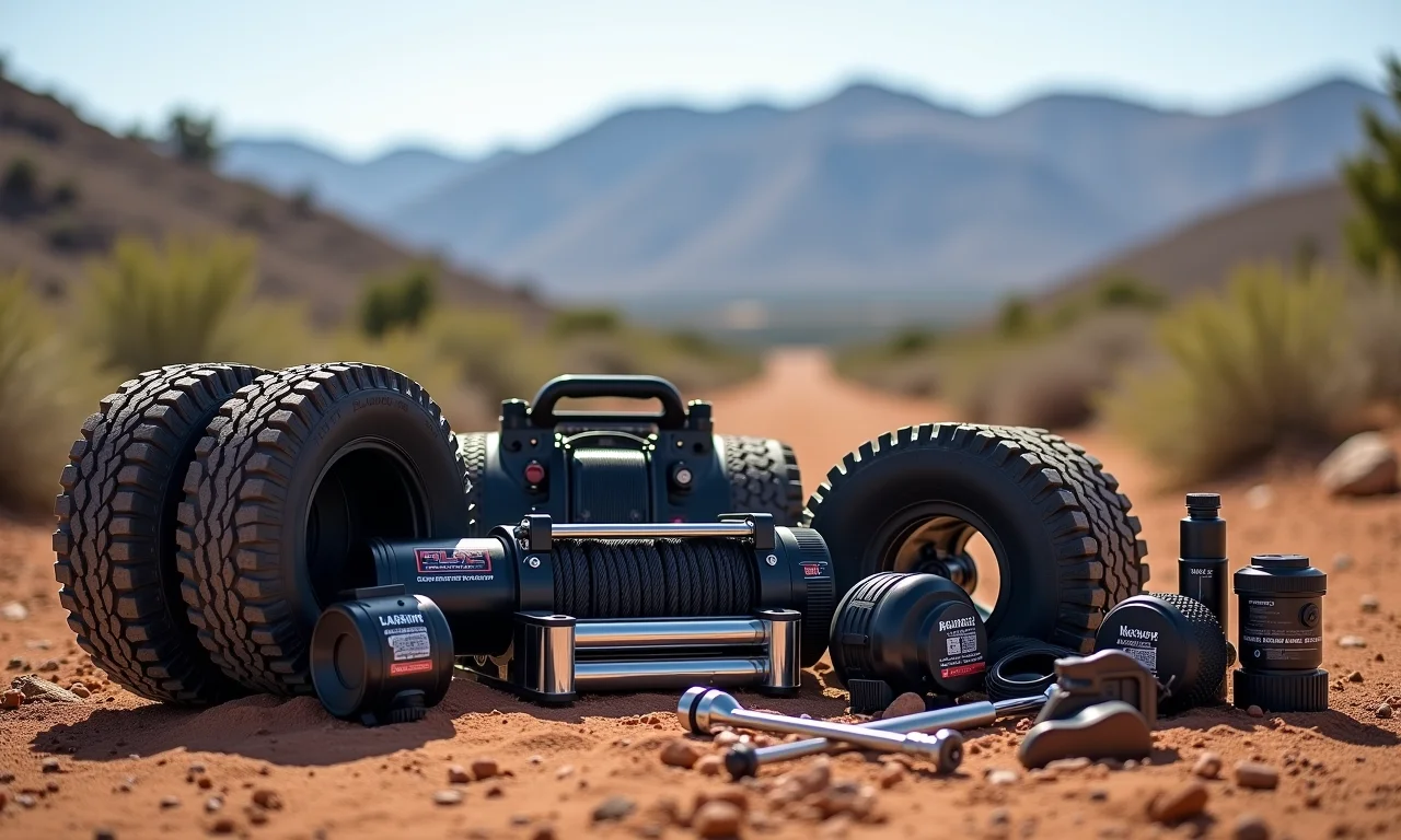 Equipamentos para aventura 4x4 em São Pedro da Serra: guincho, pneus off-road e acessórios.