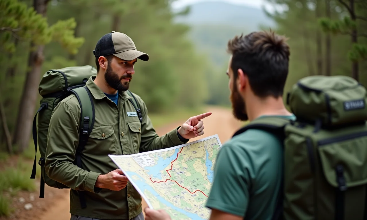 Especialista explicando rota 4x4 no mapa do Jalapão.