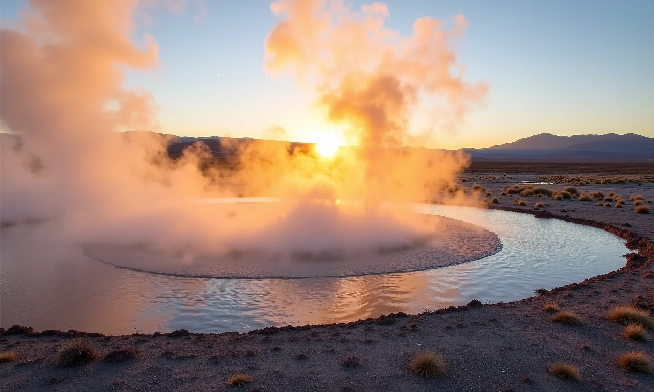 Espetáculo termal nos Geysers del Tatio, Atacama.
