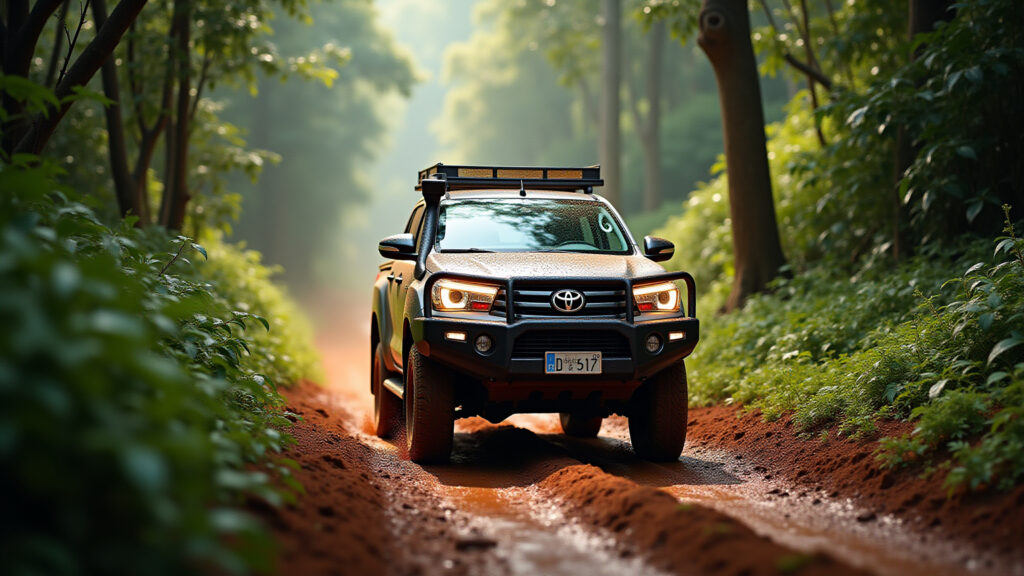 Toyota Hilux 4x4 em expedição na Amazônia.