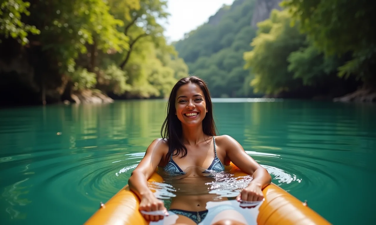 Flutuação relaxante no Rio Preguiças.