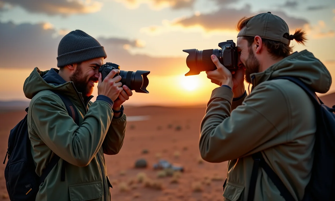 Fotógrafo indeciso entre câmera DSLR e mirrorless durante expedição 4x4.