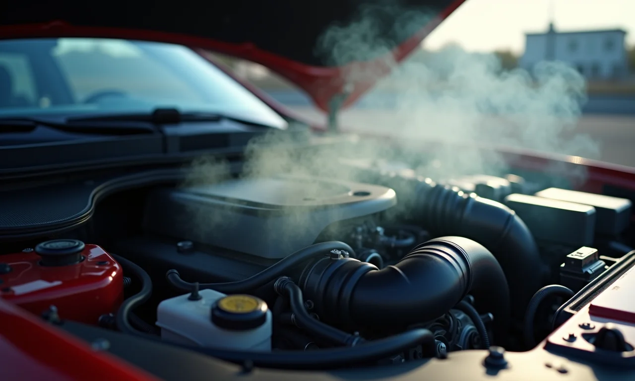 Fumaça saindo do motor de um carro com cheiro de queimado.