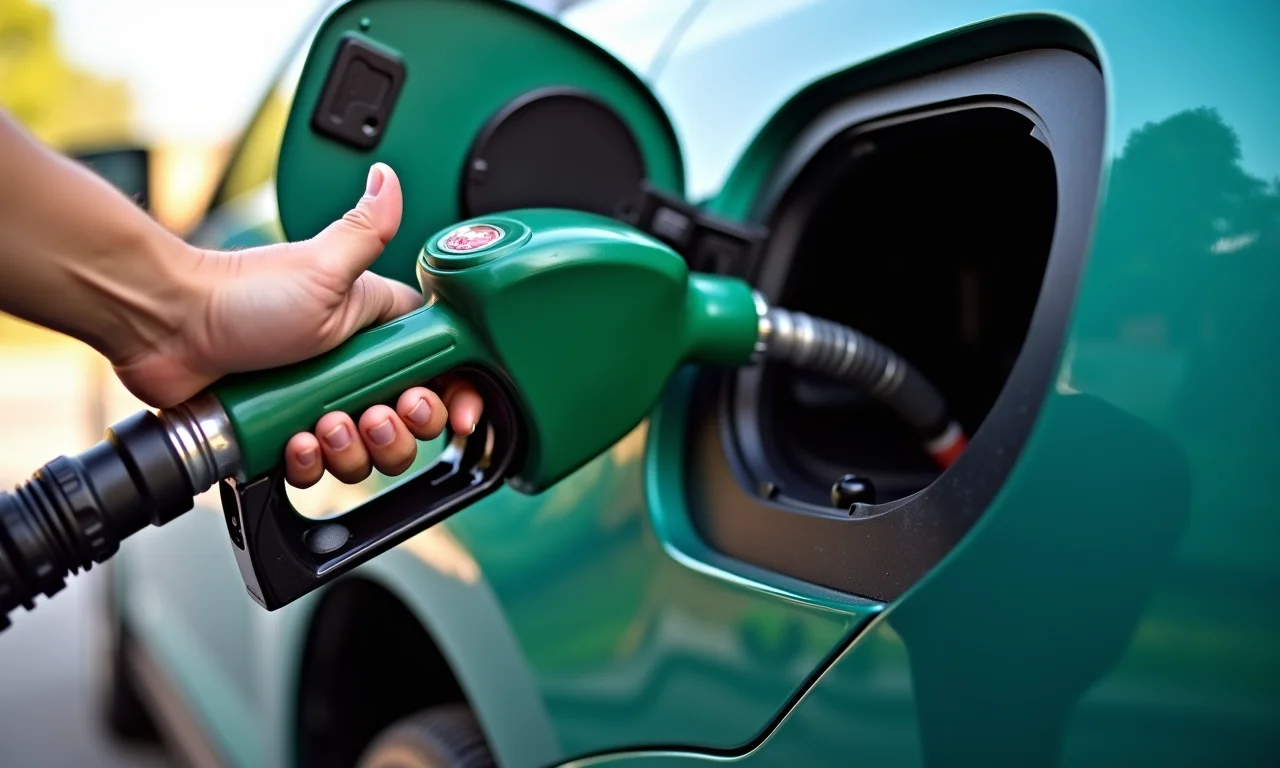 Galão de gasolina premium ao lado do tanquinho de partida a frio.