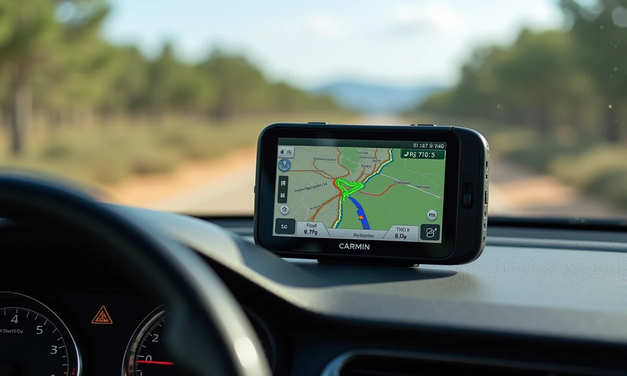 GPS e mapas mostrando rota de trilha no painel de veículo 4x4 em Caconde.