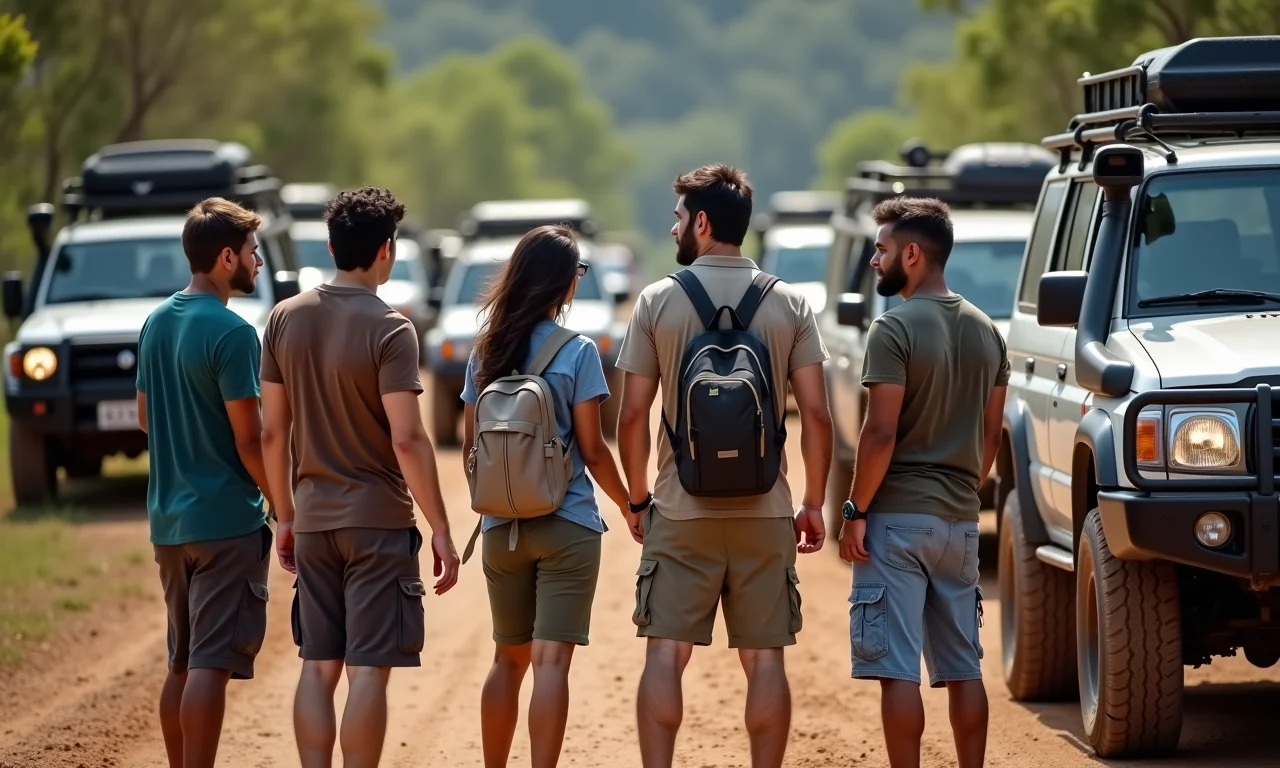 Grupo de entusiastas do off-road reunidos em Itu antes de uma trilha.