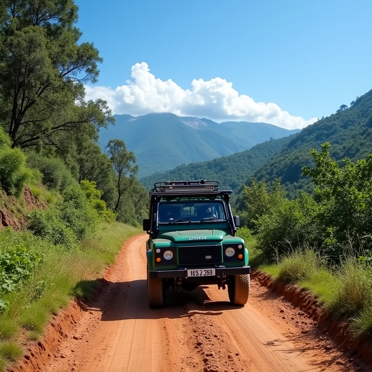 Guia local liderando comboio 4x4 na Serra do Tepequém.