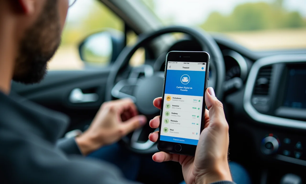 Homem utilizando o aplicativo Carteira Digital de Trânsito (CDT) no celular.