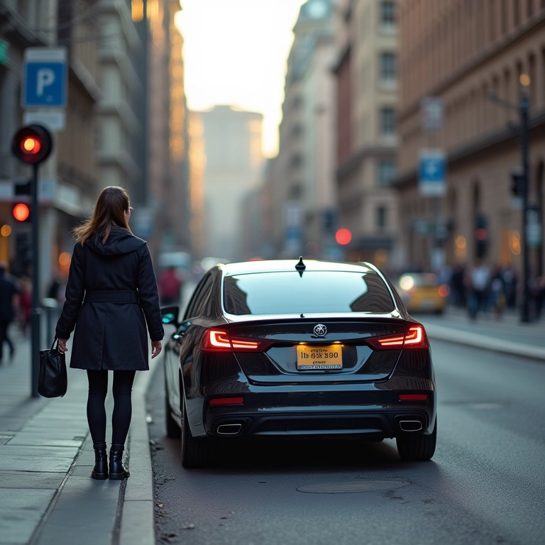 Infração leve de trânsito: carro multado.