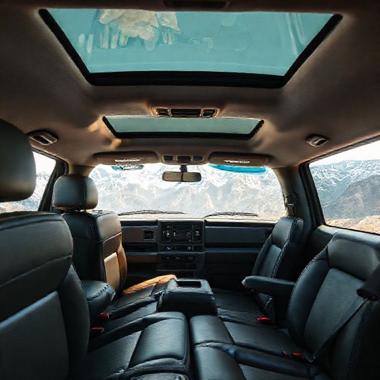 Interior confortável de picape 4x4, ideal para longas viagens.