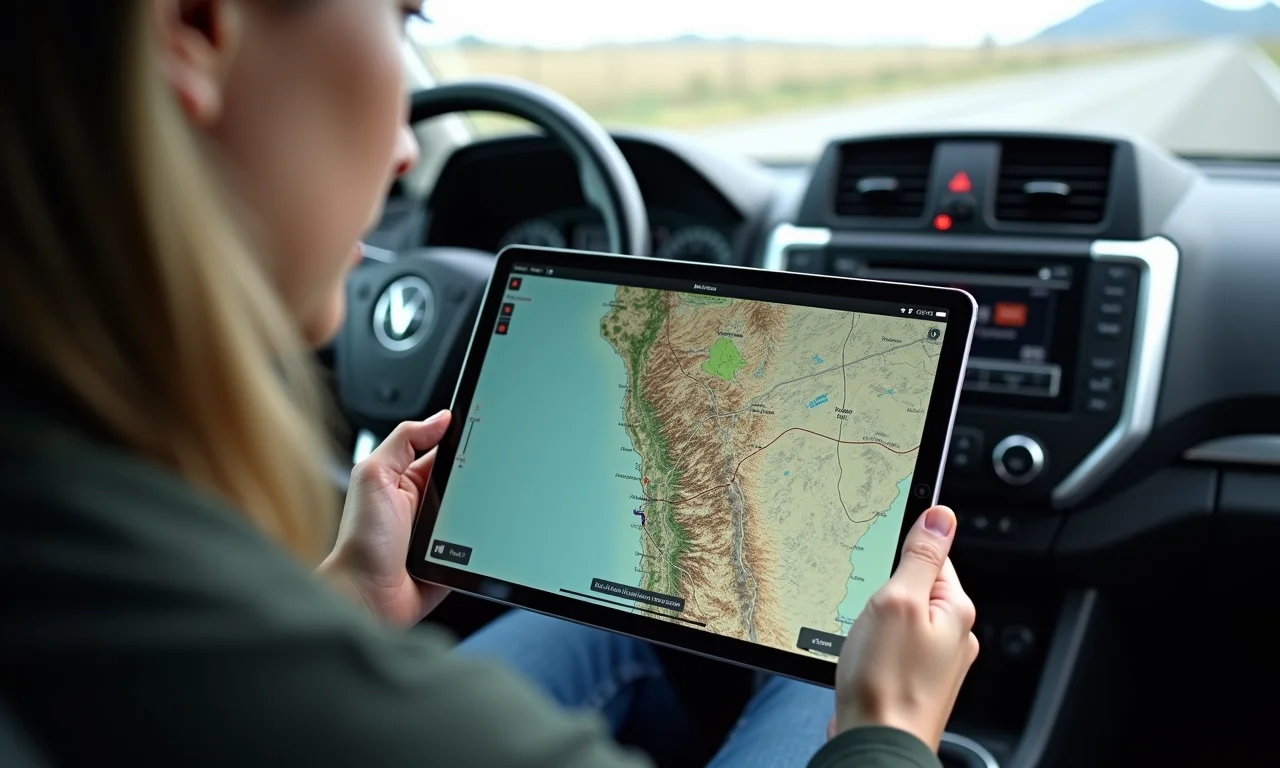 iPad Pro com App Gaia GPS em 4x4.