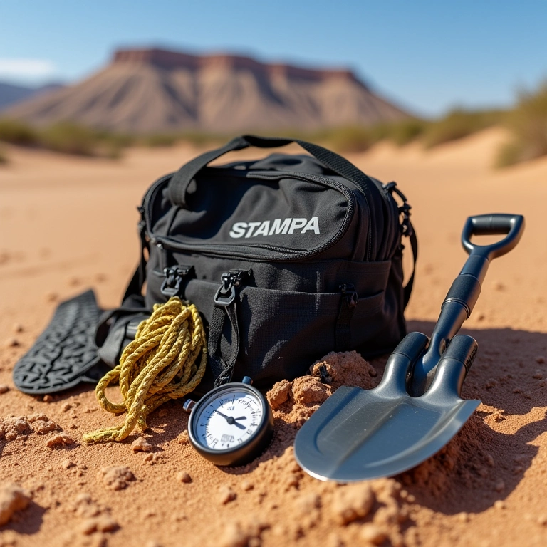 Kit de emergência para carro na areia.
