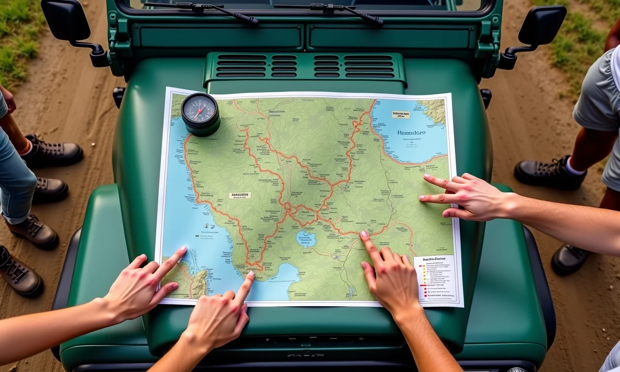 Mapa com roteiros 4x4 na Serra dos Órgãos.