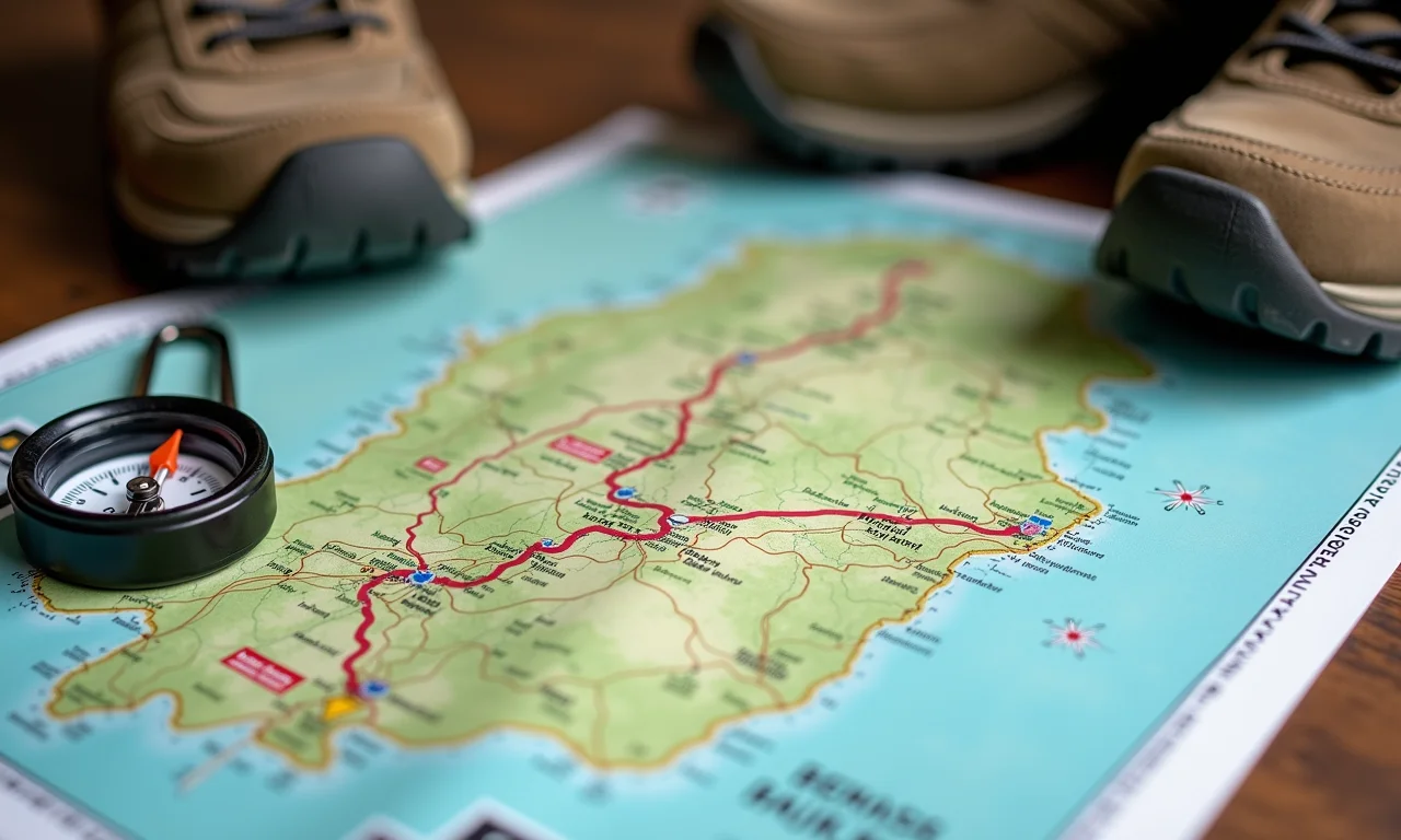 Mapa das trilhas da Serra da Moeda com equipamentos de trilha.