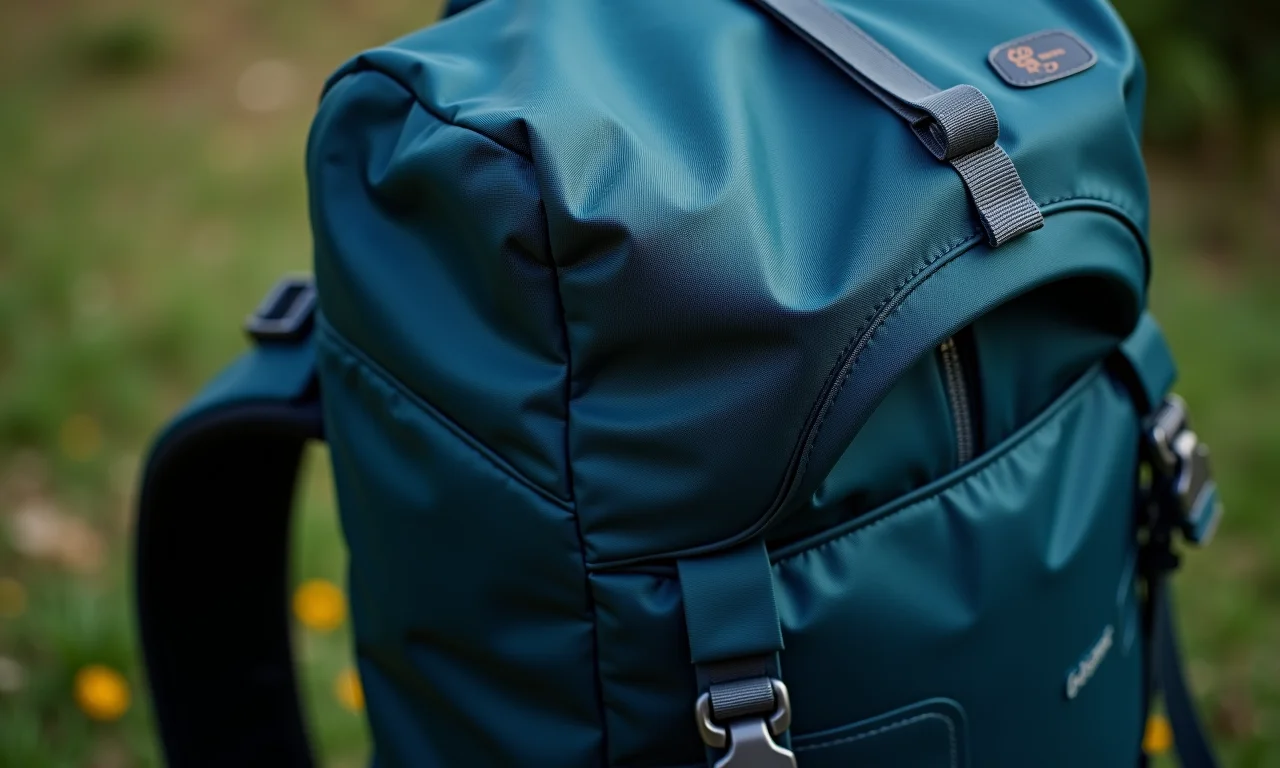 Material resistente de mochila cargueira feminina.