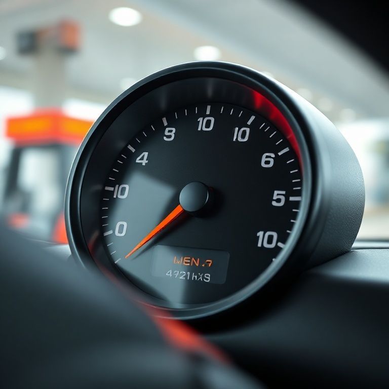 Medidor de combustível de picape 4x4 mostrando tanque quase cheio, representando economia.