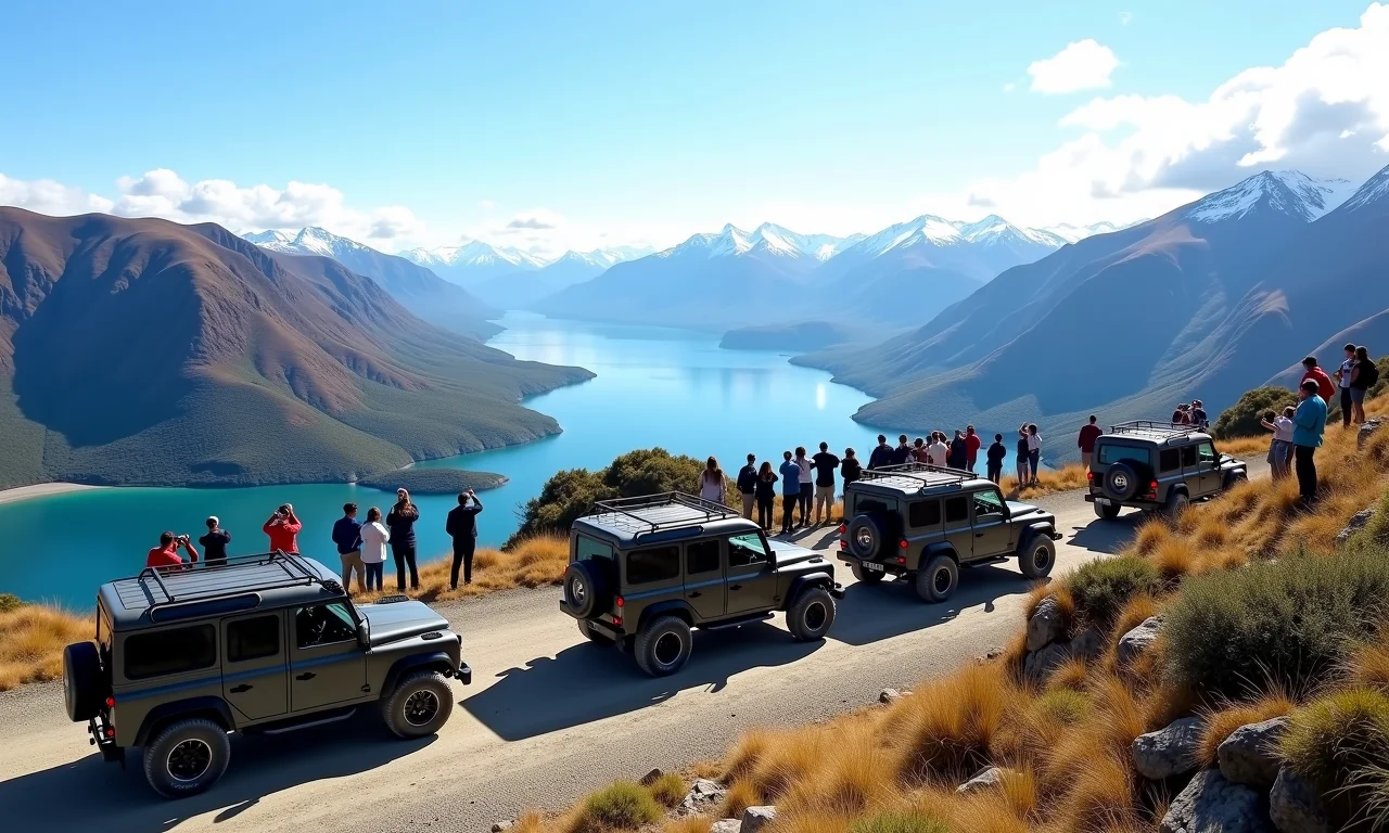 Mirante na Carretera Austral com muitos turistas