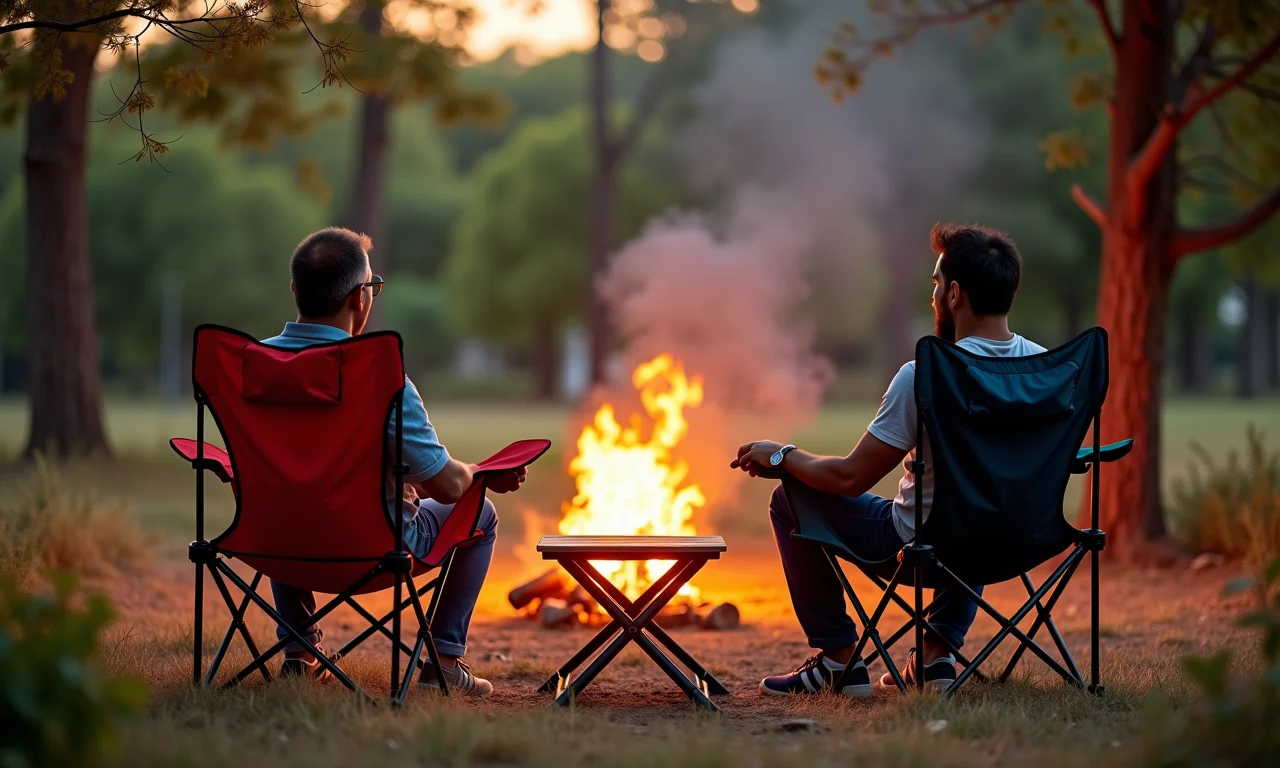 Mobiliário para acampamento: cadeiras, mesas e conforto.