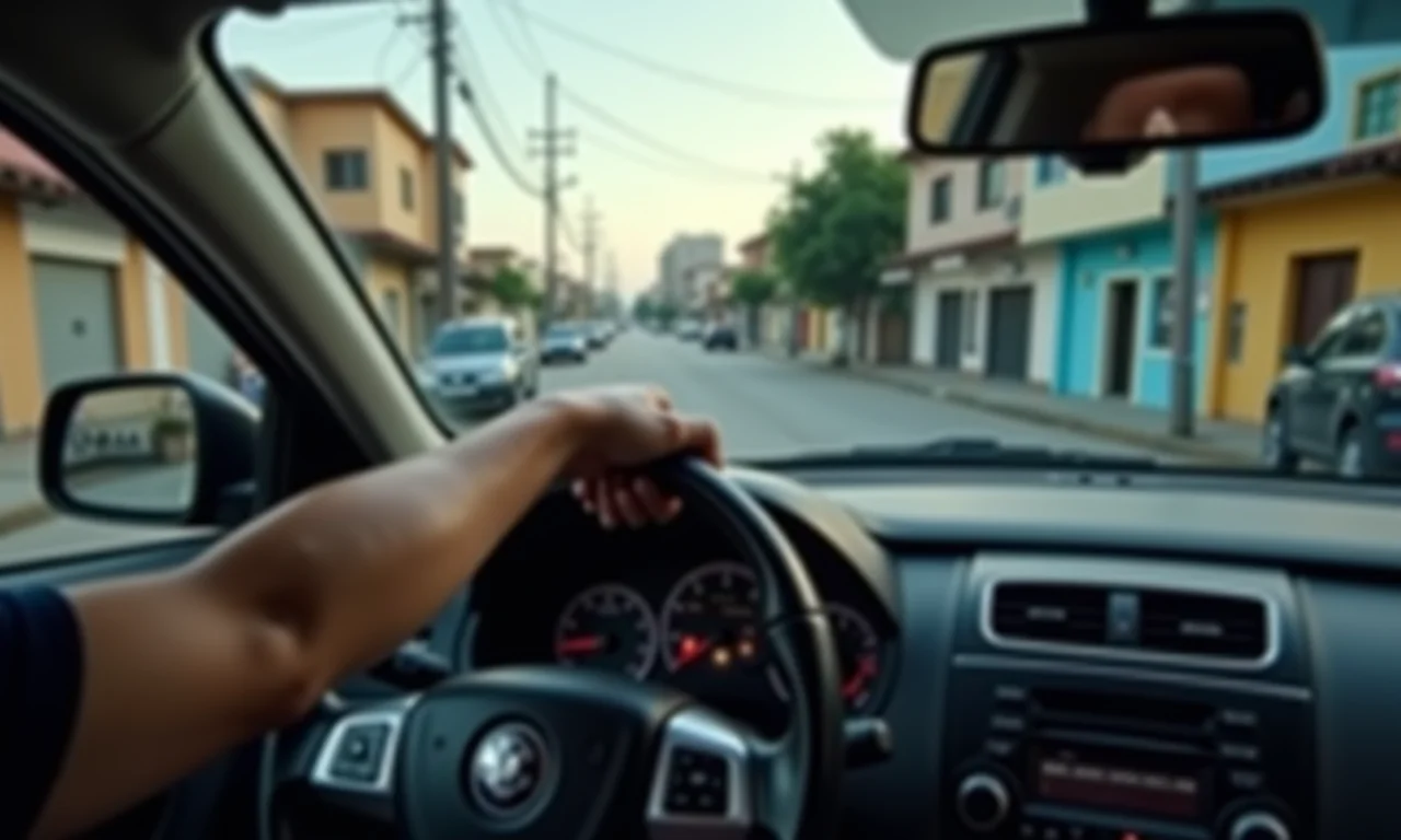 Motorista acelerando carro automático com moderação em ladeira.