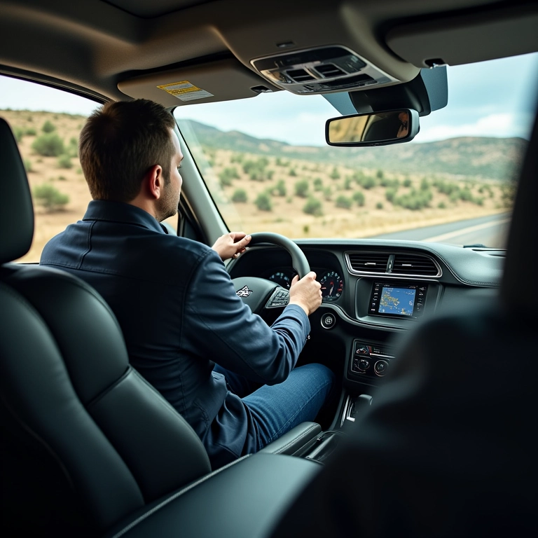 Motorista ativando a tração 4x4 do veículo.