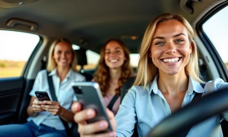 Motoristas diversos usando aplicativos de navegação em seus carros.