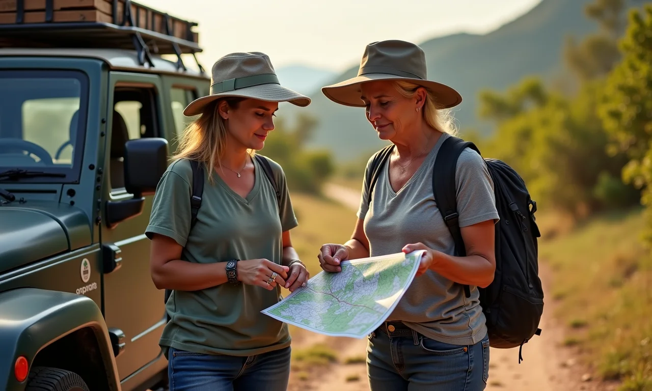 Mulheres planejando roteiro 4x4 na Serra do Intendente.