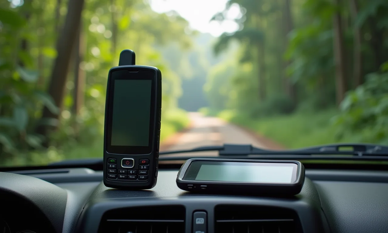 Navegação por GPS e comunicação via satélite em expedição na Amazônia.