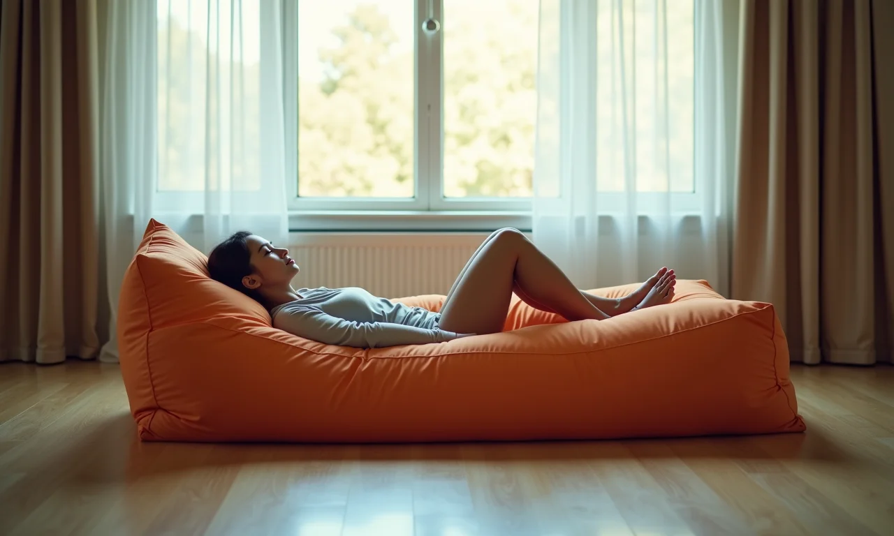 Pessoa se espreguiçando confortavelmente em saco de dormir retangular.