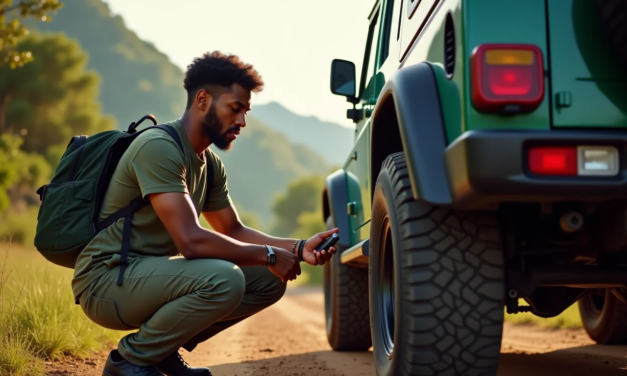 Preparativos para aventura 4x4 na Serra do Amolar: inspeção do veículo.