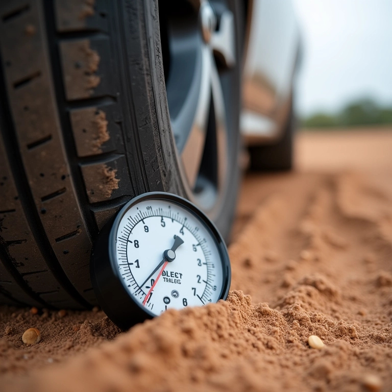 Pressão ideal dos pneus na areia.