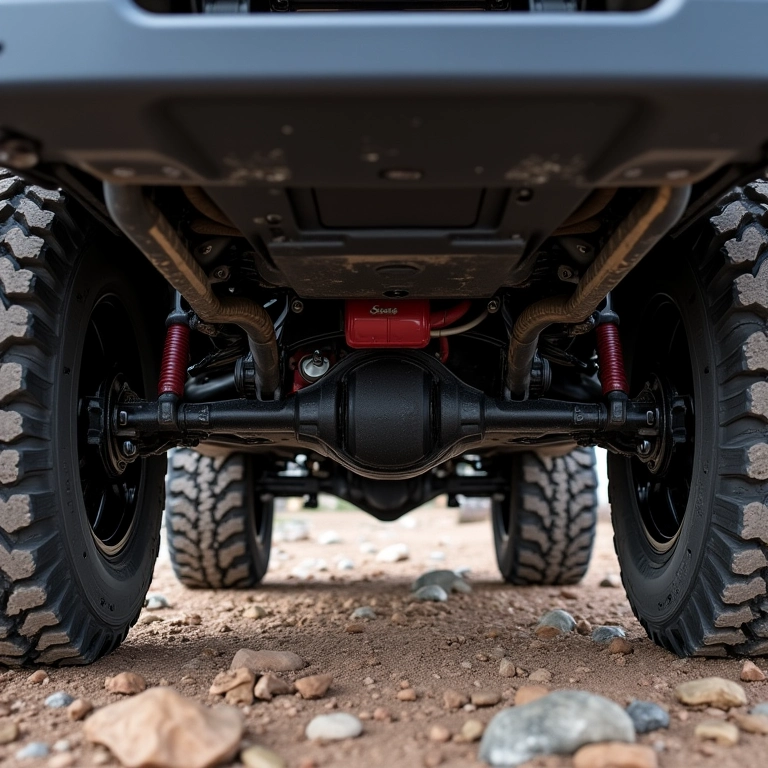 Protetores de cárter e tanque instalados em veículo 4x4.