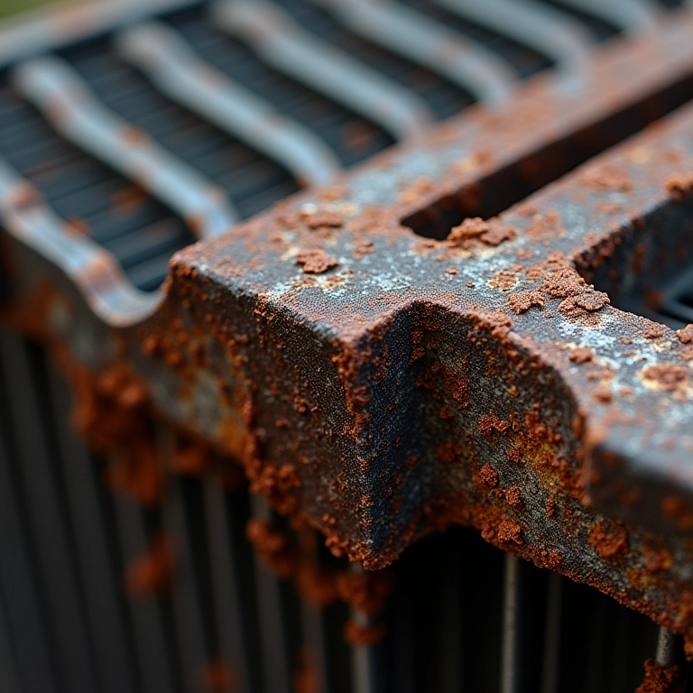 Radiador de carro enferrujado e limpo lado a lado.