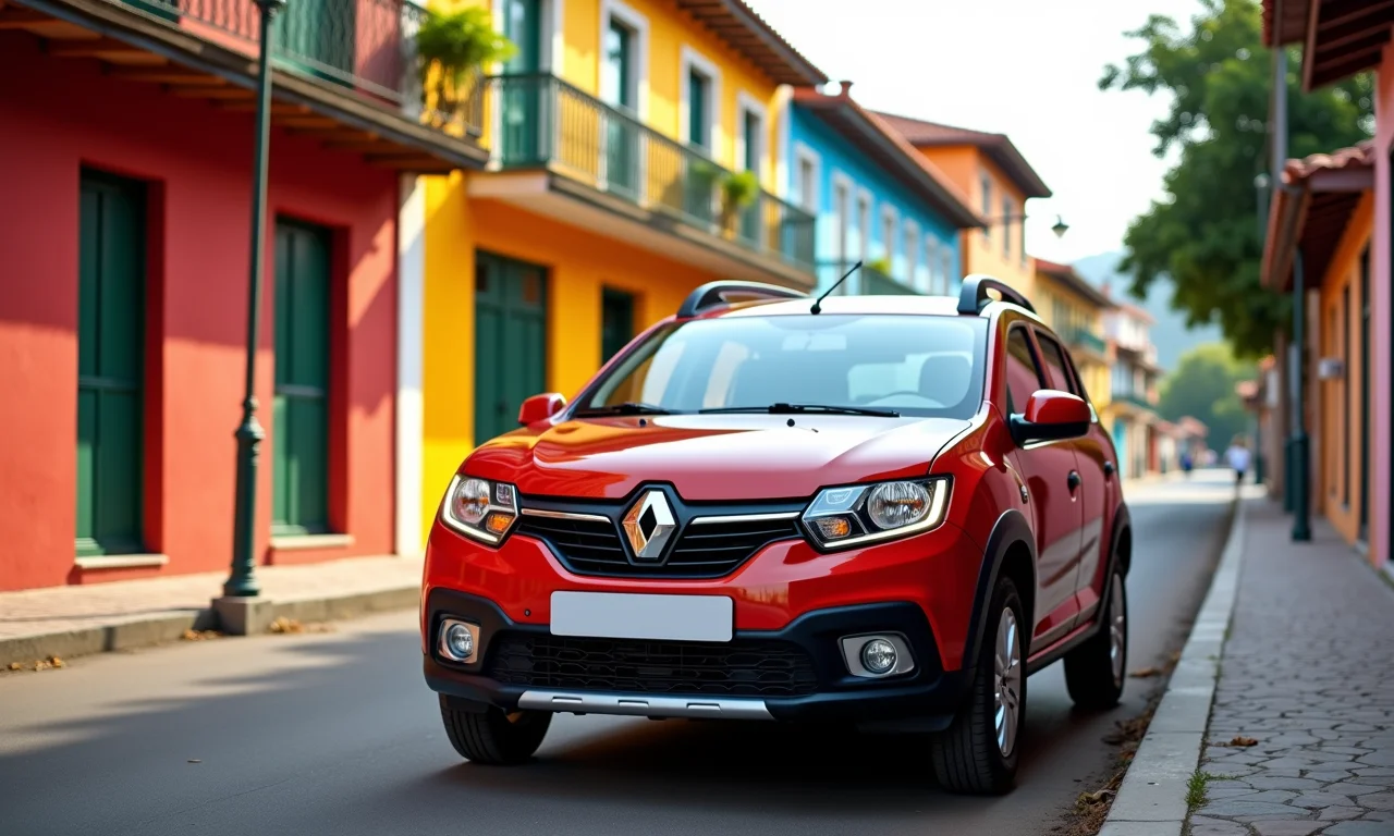 Renault Sandero usado estacionado em rua brasileira.
