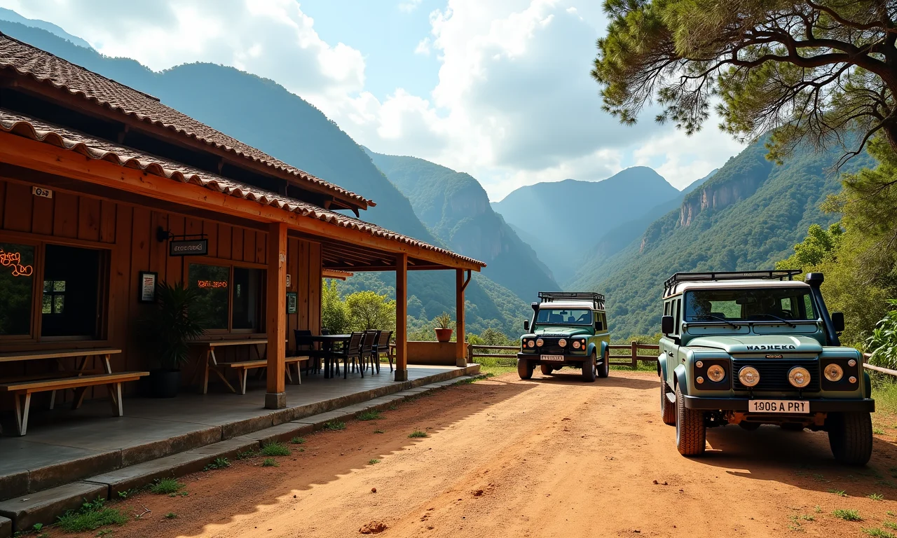 Restaurante rústico com vista para a Serra do Rio do Rastro, ideal para pit stop estratégico.