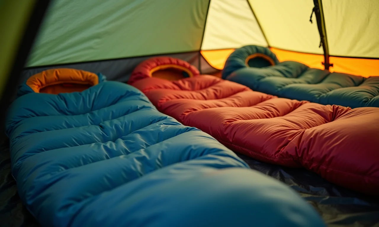 Sacos de dormir confortáveis dentro de uma barraca.