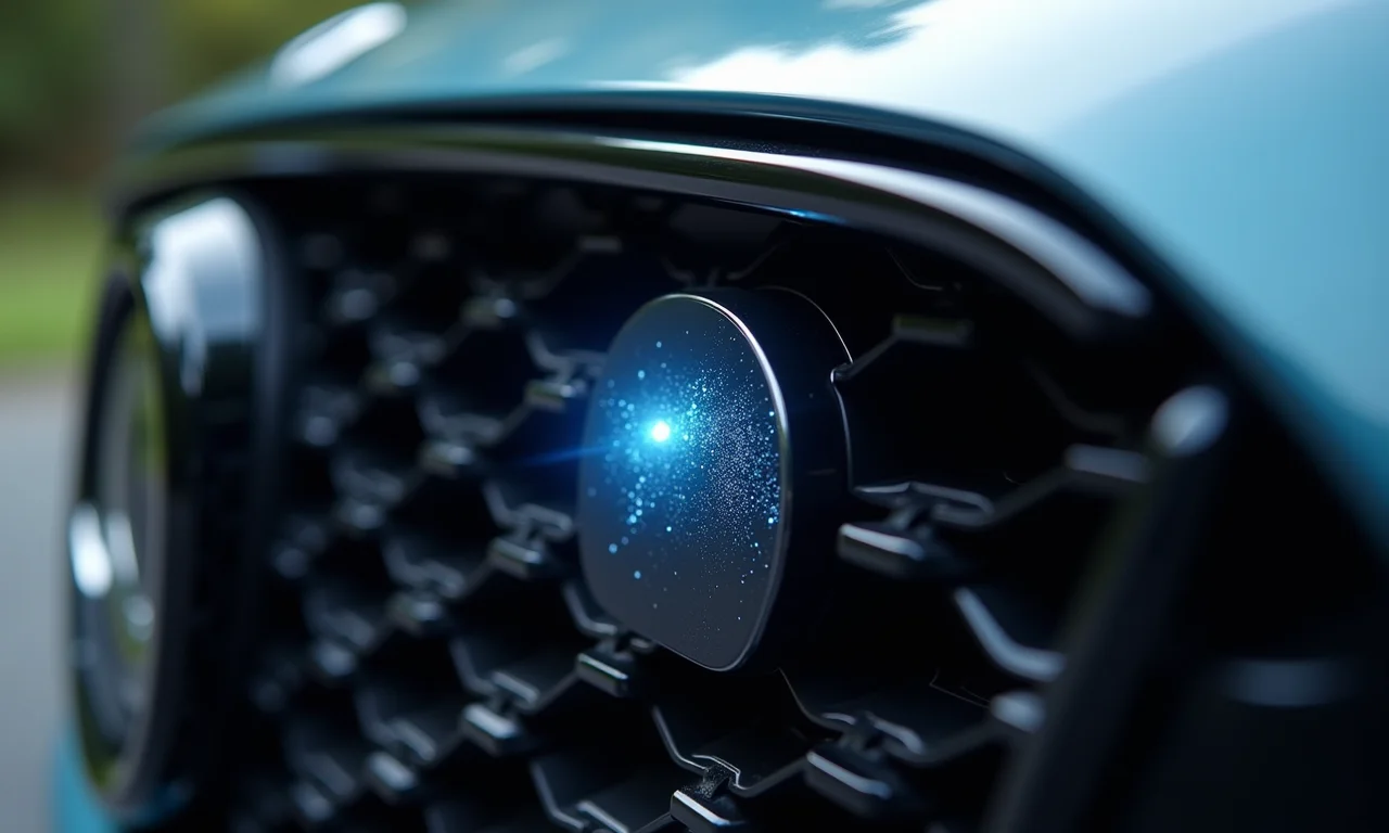 Sensores de um carro moderno capturando dados para o sistema de alerta de colisão.