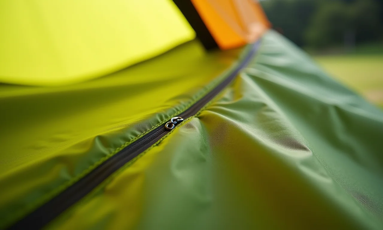 Tecido ripstop de poliéster resistente com costura reforçada.