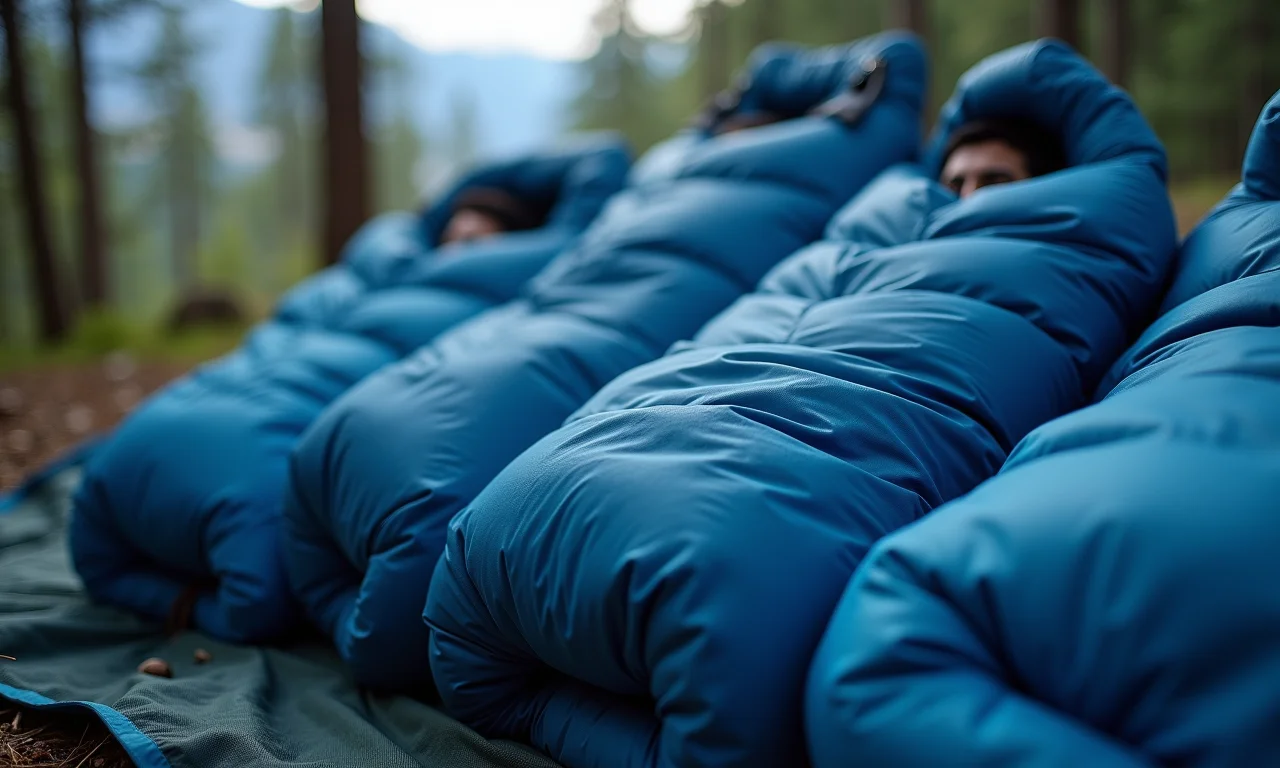 Teste de resistência à água em saco de dormir de fibra sintética.