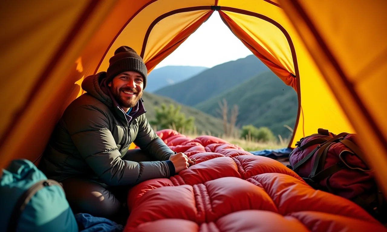 Vantagens do saco de dormir de pluma de ganso.