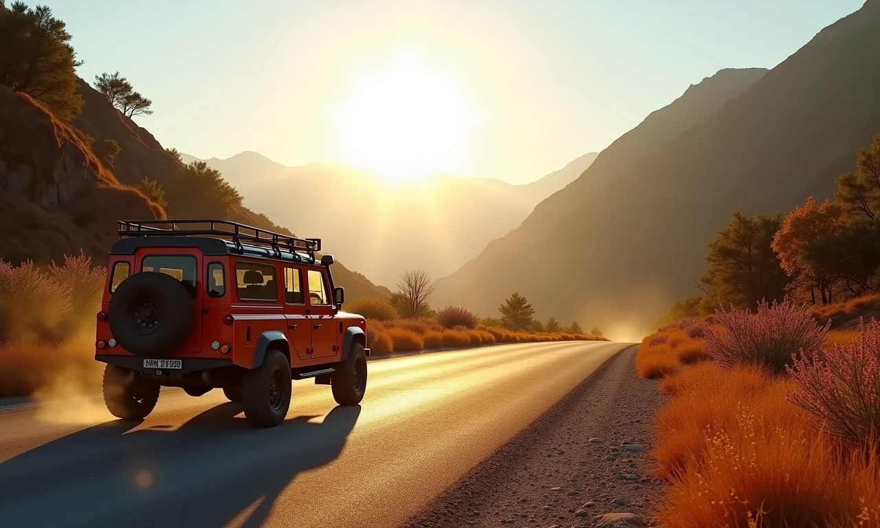 Veículo 4x4 atravessa paisagem ensolarada na melhor época para aventura.