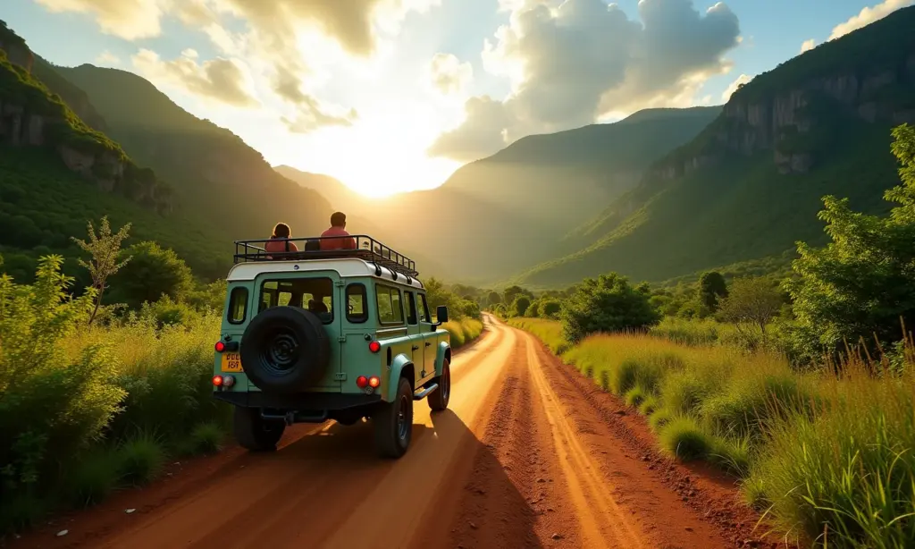 Veículo 4x4 explorando a beleza natural da Chapada dos Veadeiros.