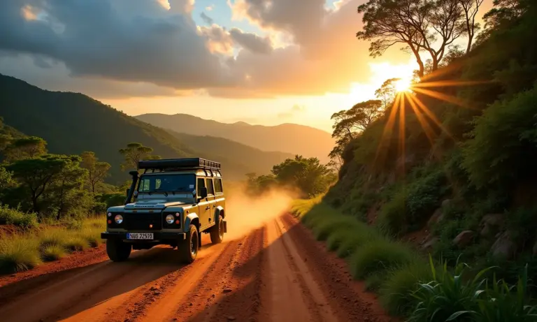 Veículo 4x4 explorando a Chapada dos Veadeiros em roteiro de aventura.