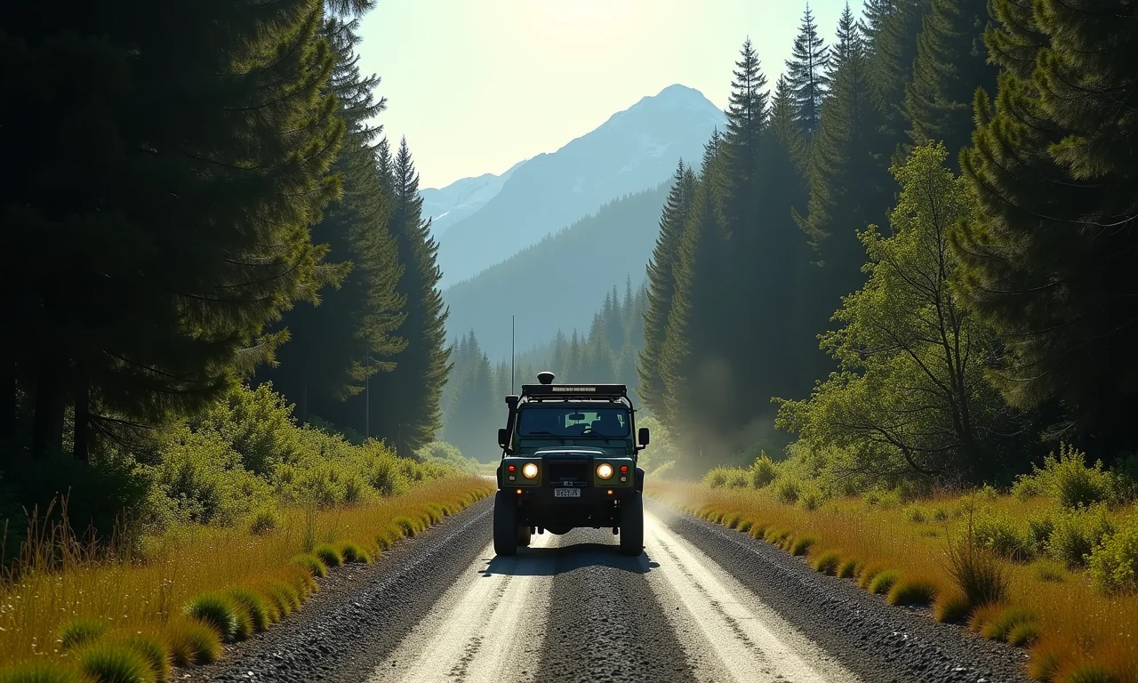 Veículo 4x4 percorrendo a desafiadora Carretera Austral, no Chile.