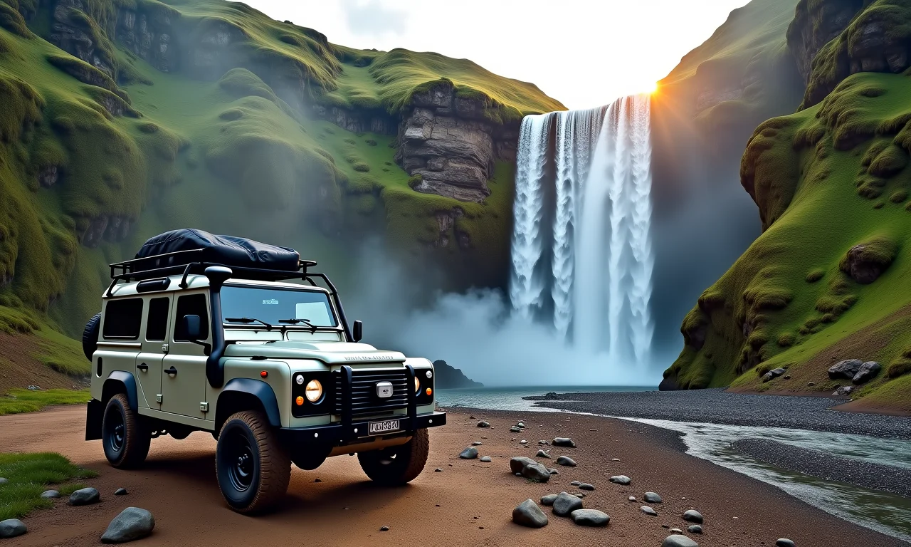 Veículo 4x4 próximo à Cascata do Salto em Anitápolis, SC.