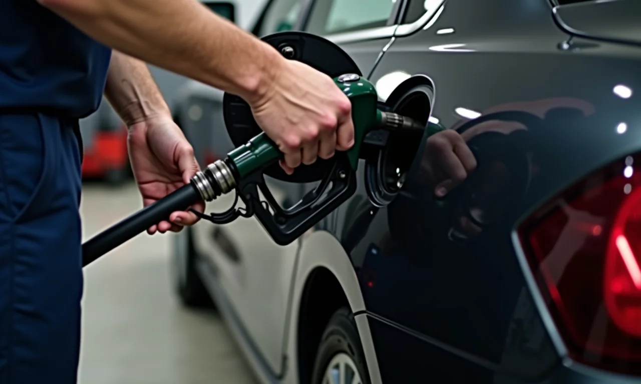 Verificação do nível de combustível do tanquinho de partida a frio com vareta.