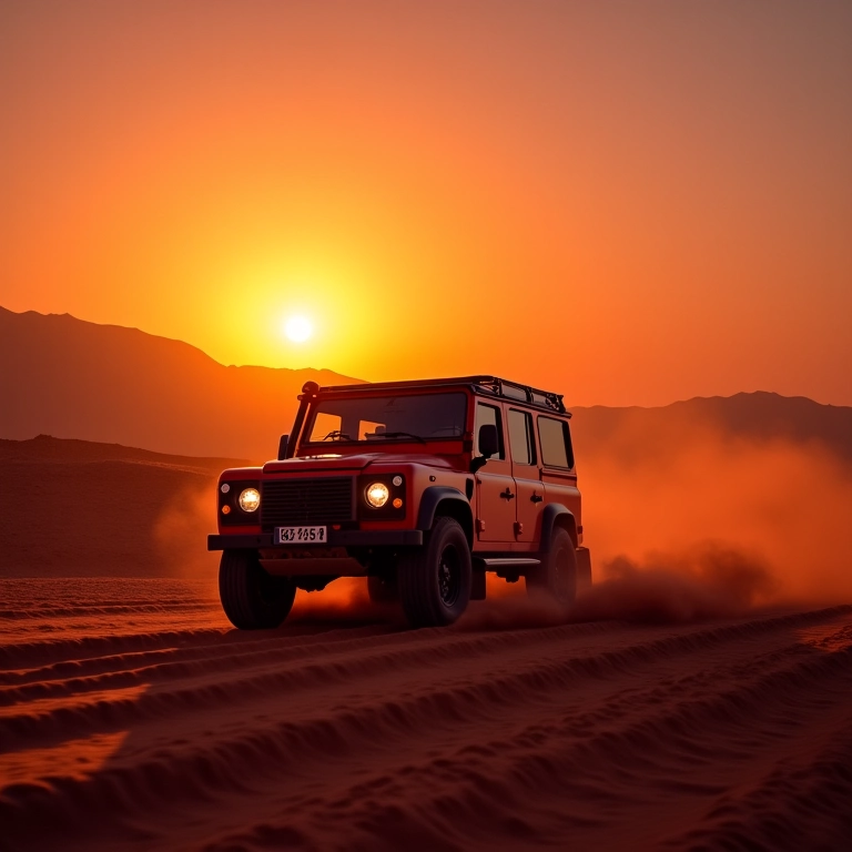 Viagem de 4x4 no deserto do Atacama ao pôr do sol.
